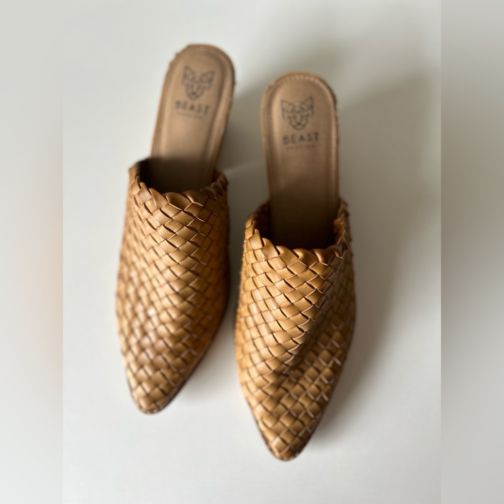 Beast Fashion Woven Heeled Mules